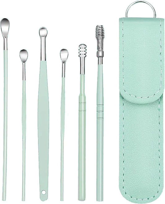Kit 6 cure-oreilles spirale inox – nettoyage précis et doux.