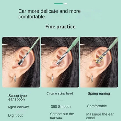 Kit 6 cure-oreilles spirale inox – nettoyage précis et doux.