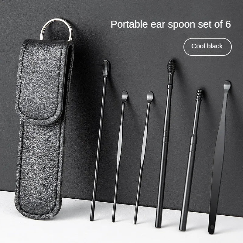 Kit 6 cure-oreilles spirale inox – nettoyage précis et doux.