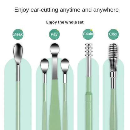 Kit 6 cure-oreilles spirale inox – nettoyage précis et doux.