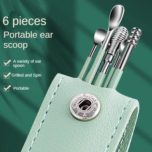 Kit 6 cure-oreilles spirale inox – nettoyage précis et doux.
