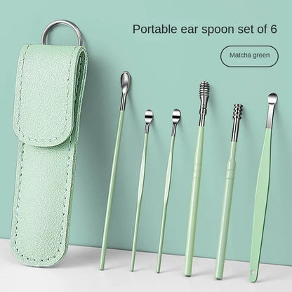 Kit 6 cure-oreilles spirale inox – nettoyage précis et doux.
