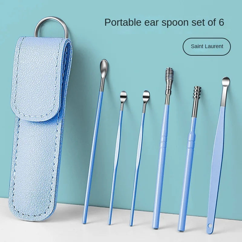 Kit 6 cure-oreilles spirale inox – nettoyage précis et doux.